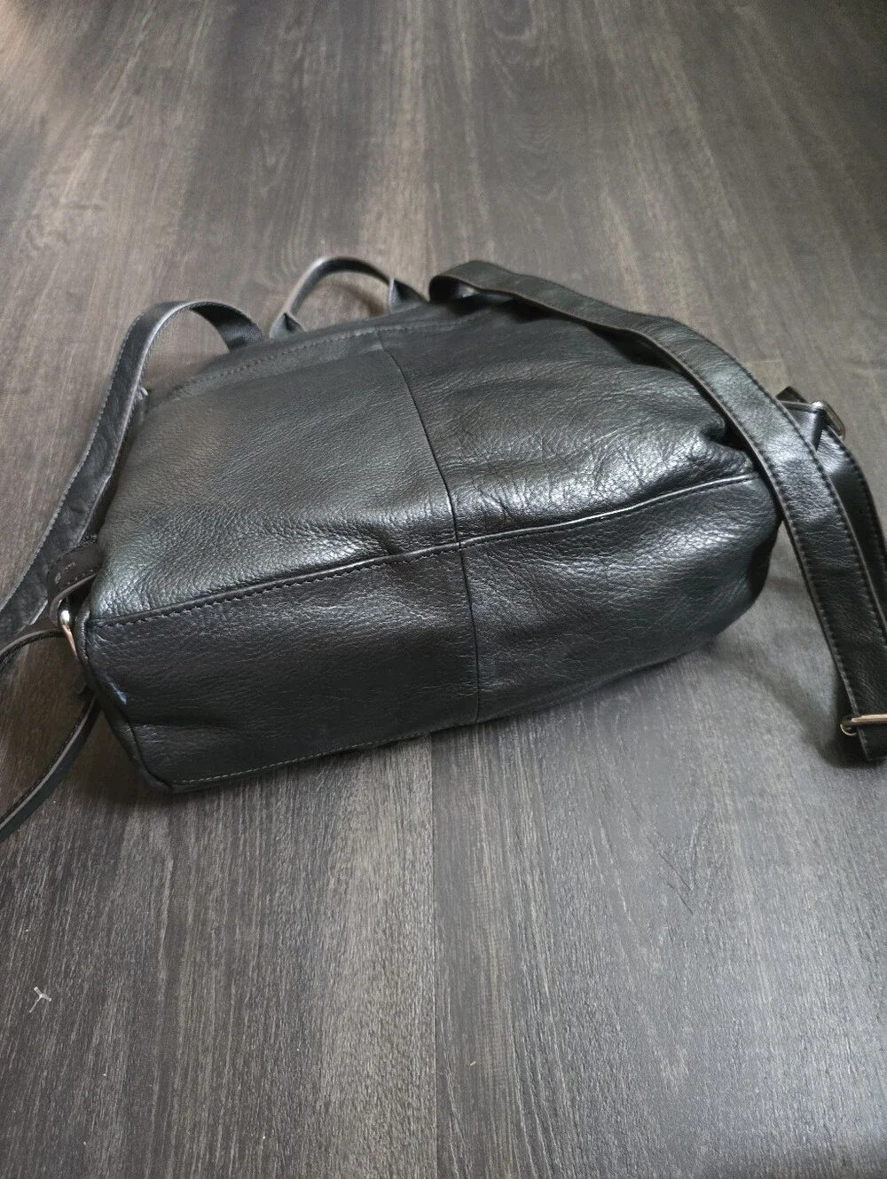 Aimee Kestenberg Convertible Leather Backpack Black Belt Buckle Silver Hardware
